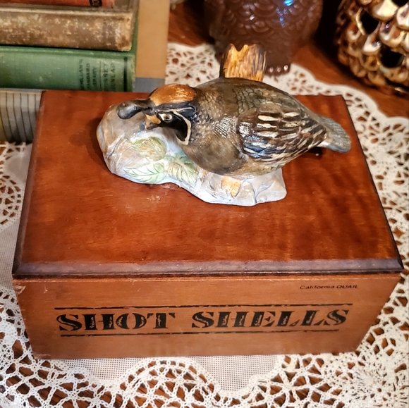Men's Hunting Trinket/Jewelry box Jasco Ceramic California Quail Vintage - Picture 3 of 7